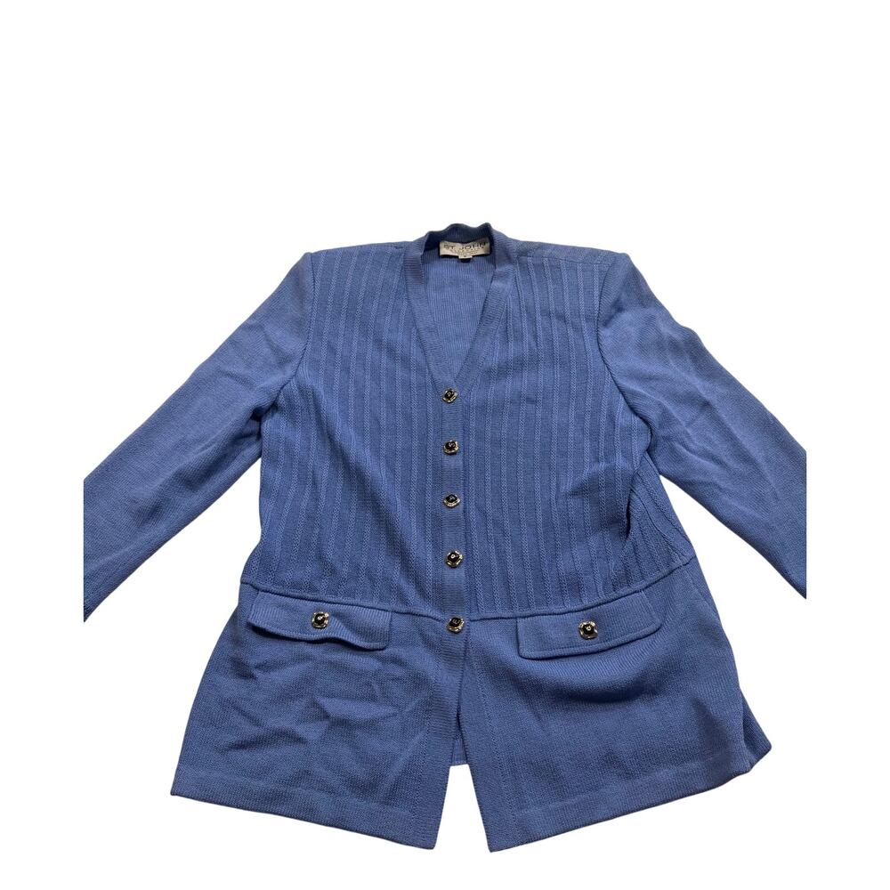 Women’s St. John by Marie Gray 3pc knit Suit Baby Blue size 8